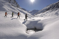 Je kunt onverwachte beekjes en gaten in de sneeuw tegenkomen, kennis van het terrein is noodzakelijk<BR>
© Tirol Werbung / Bron: Tirol Werbung