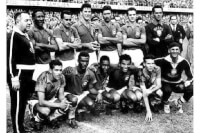 Pelé met de Braziliaanse ploeg op het WK in 1958 / Bron: Scanpix, Wikimedia Commons (Publiek domein)